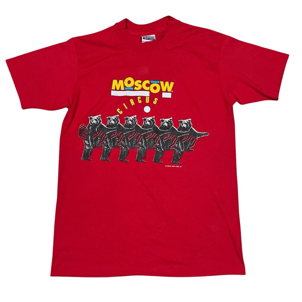 Moscow‎ Circus Vintage 80s Red Single Stitch T-Shirt Size Large USA Made Hanes